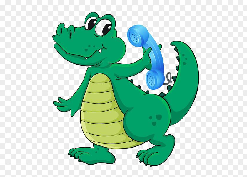 Cartoon Dinosaur Call Crocodile Alligator Mobile Phone Illustration PNG