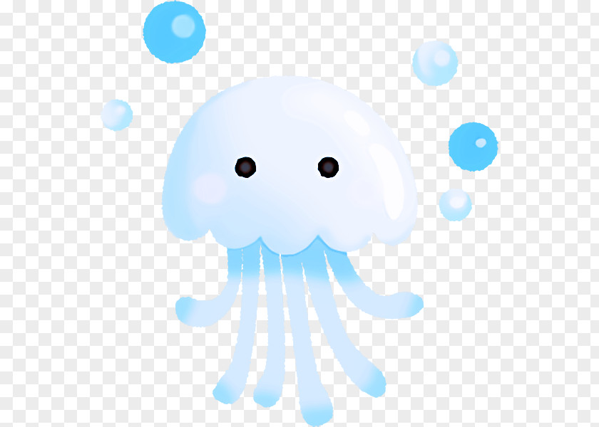 Cartoon Turquoise Jellyfish Cloud Octopus PNG