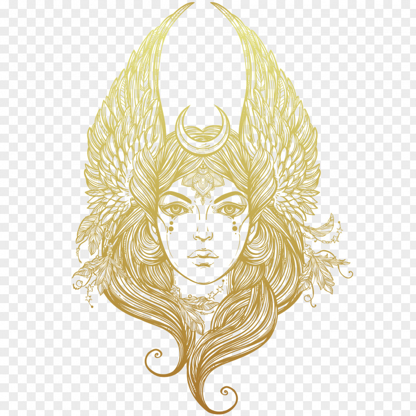Cartoon Retro Golden Goddess Illustration Tattoo Lilith Stock Photography Drawing PNG