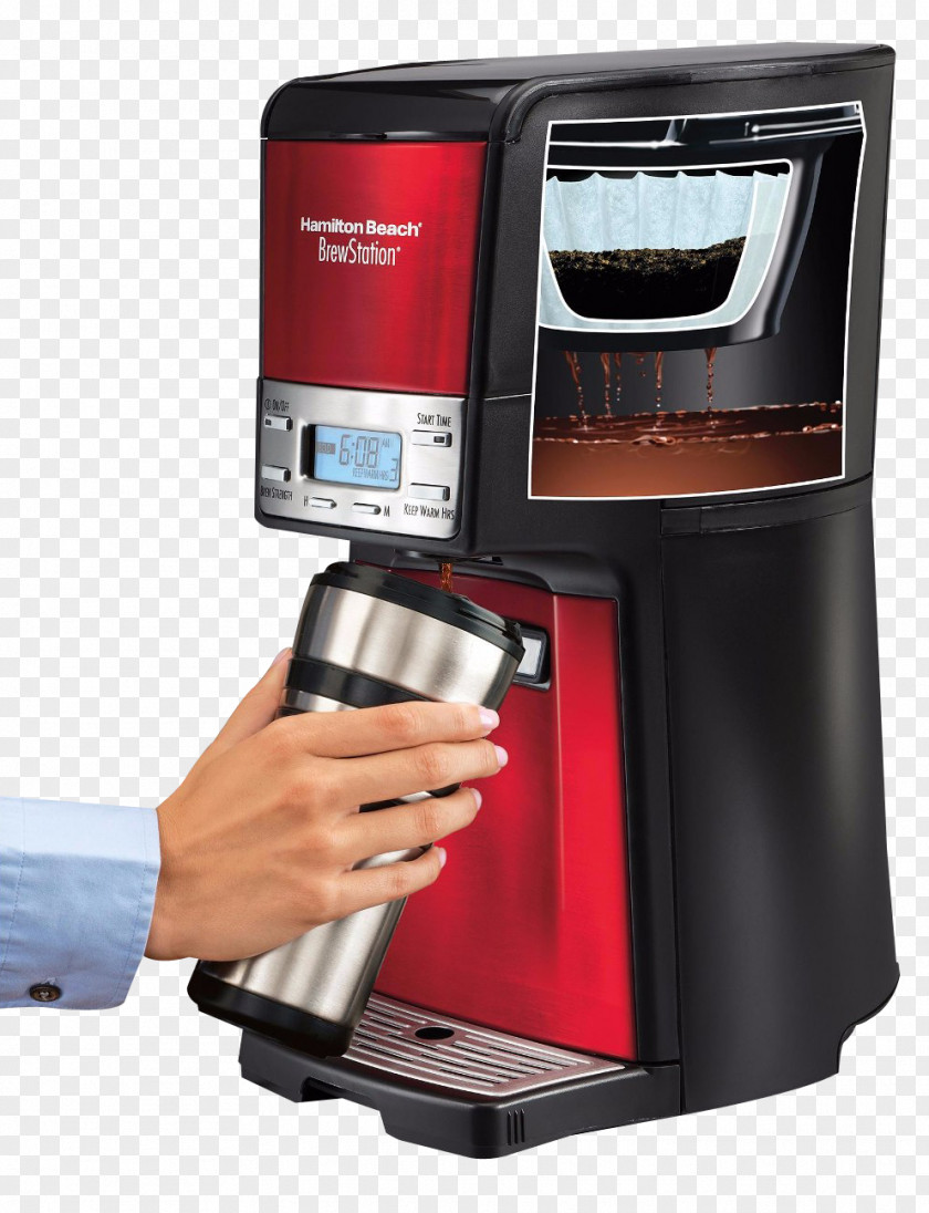 Hand With Coffee Maker Brewed Coffeemaker Iced Hamilton Beach Brands PNG