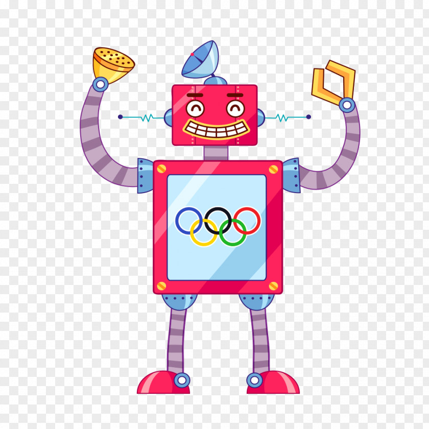 Olympic Rings Robot Cartoon Clip Art PNG