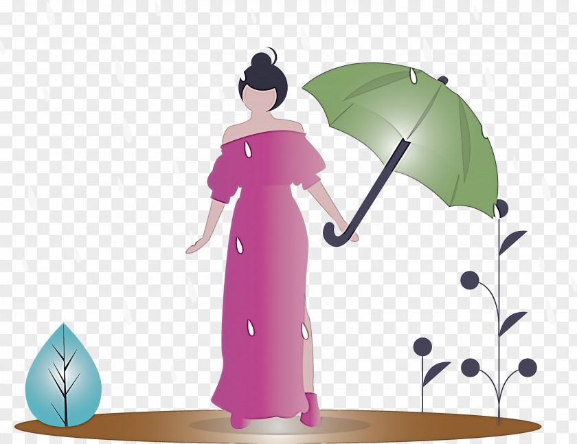 Raining Spring Woman PNG