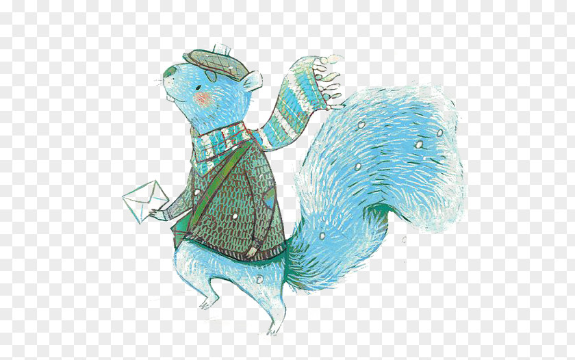 Blue Squirrel Cartoon Illustration PNG