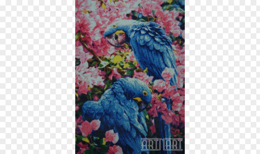 Watercolor Diamond Parrot Cross-stitch Embroidery Painting Craft PNG