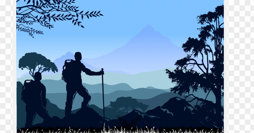Mountain Climber Mountaineering Backpacking Silhouette PNG