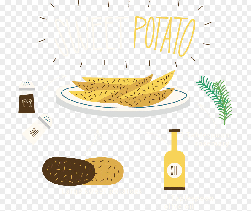 Vector Hand-painted French Fries Process Potato Cake Recipe PNG