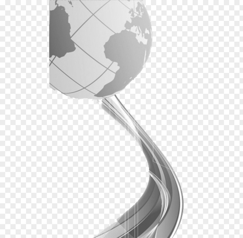 Black And White Globe Decoration Science Technology Line PNG