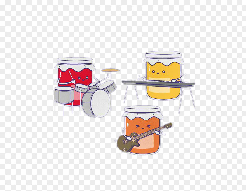 Canned Band Humour Pun Cartoon Illustration PNG