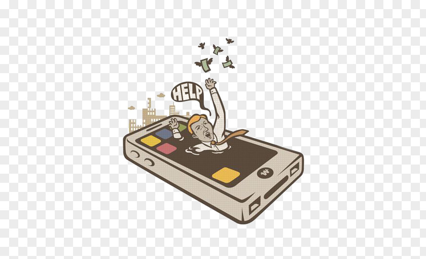 Cartoon Mobile Phone Dxe9pendance Au Smartphone Android Overuse Addiction PNG