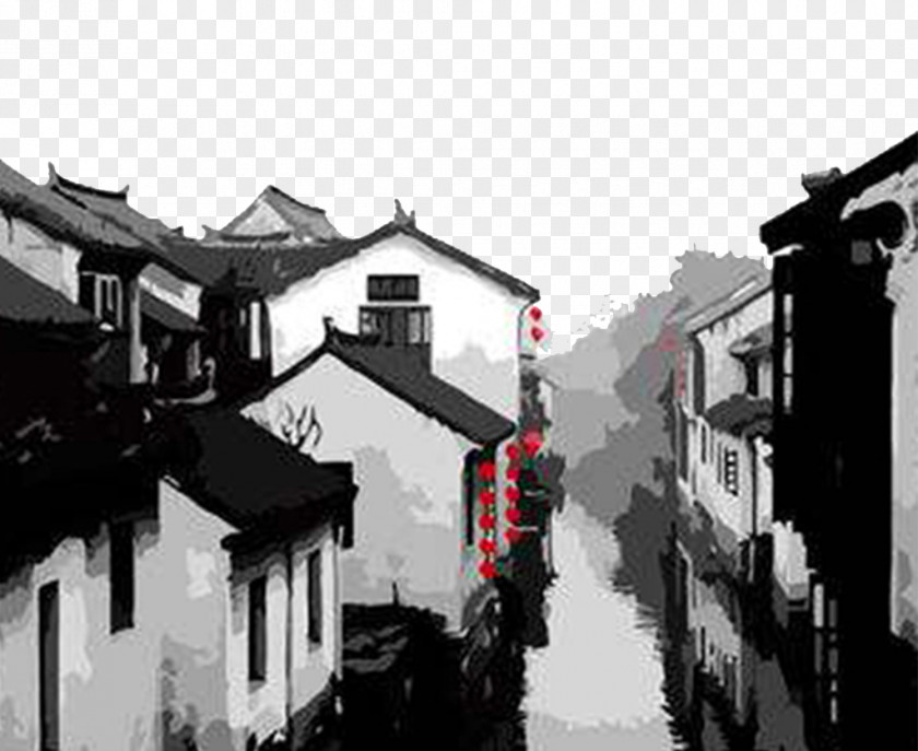 Hand-painted Town Paint By Number Painting Oil Acrylic PNG