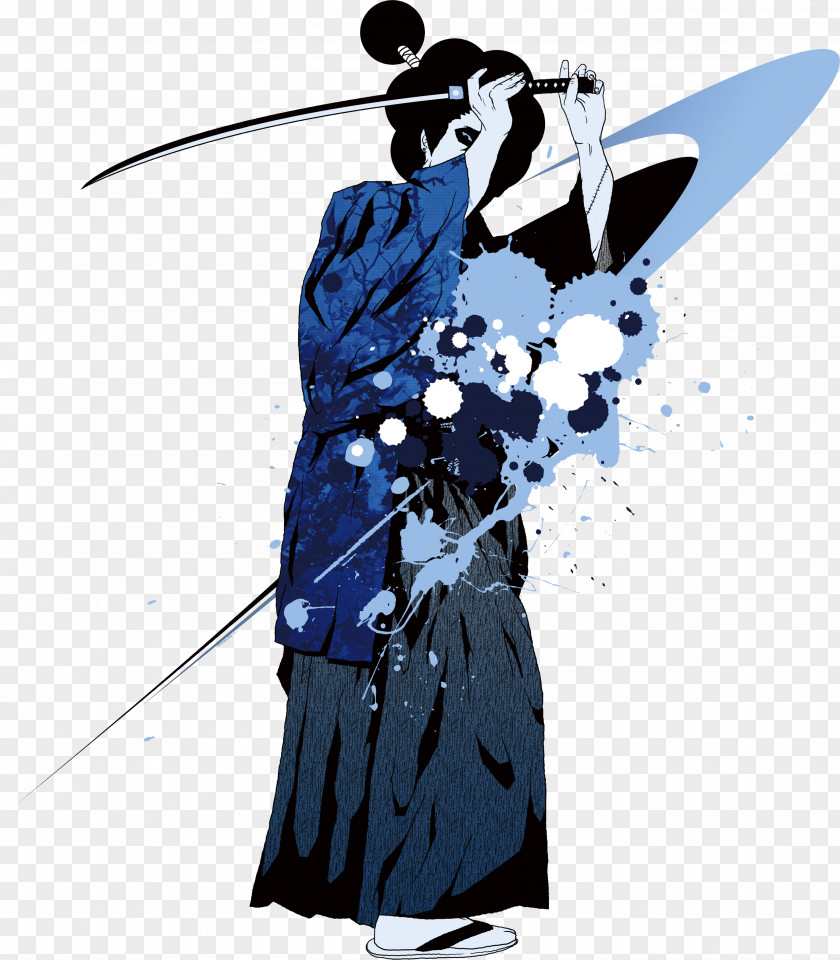 Japanese Samurai Color Bushi Illustration PNG