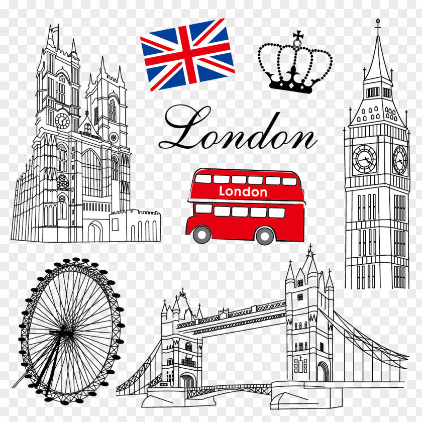 Retro Illustration London Eye Euclidean Vector Shutterstock PNG