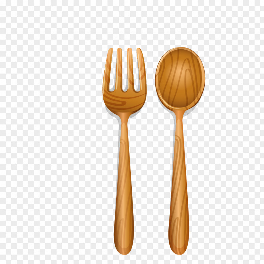 Wooden Spoon Knife Fork Illustration PNG