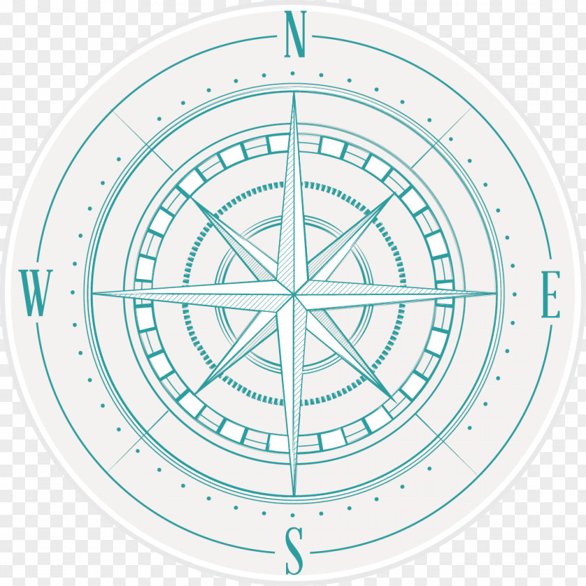 Vector Hand-painted Compass Rose Icon PNG