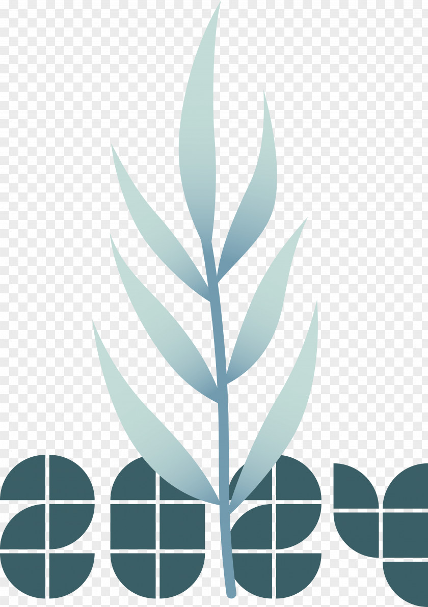 Leaf Font Teal Tree Pattern PNG