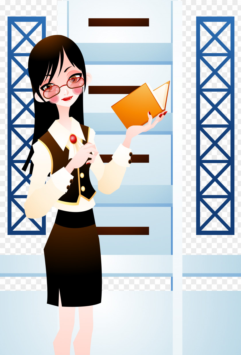 Vector Cartoon Business Woman Illustration PNG