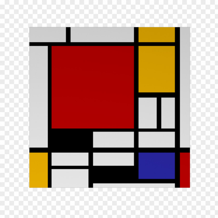 Composition Design II In Red, Blue, And Yellow With Yellow, Black De Stijl Painting Artist PNG