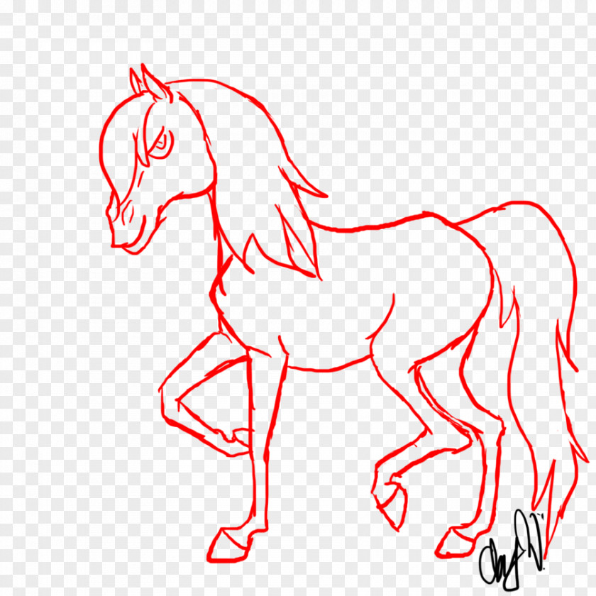Freehand Lines Mustang Pony Colt Mane Pack Animal PNG