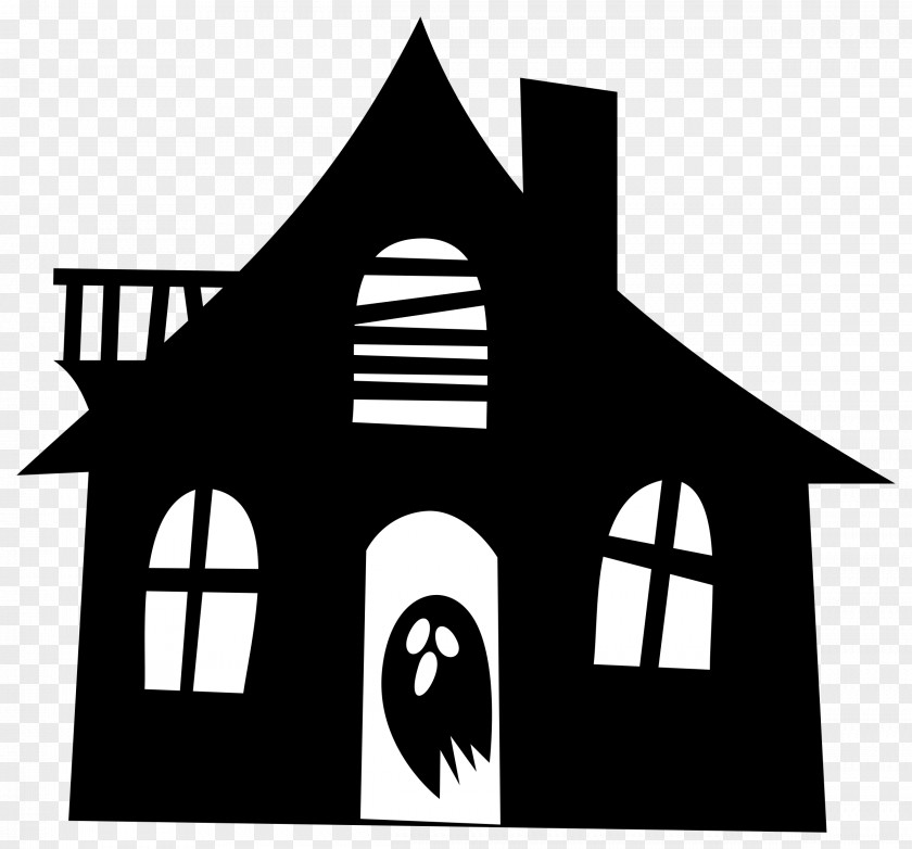 Scary Haunted House Silhouette Drawing Clip Art PNG