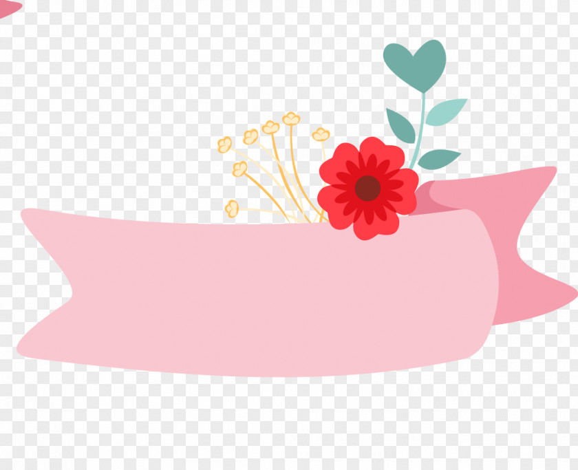 Cartoon Pink Flower Title Box PNG