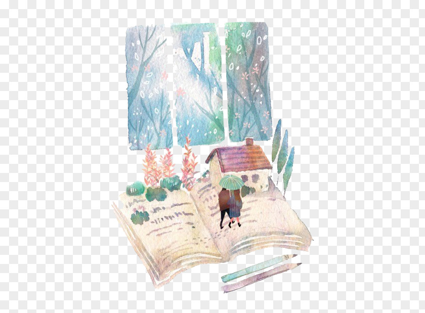 Open The Book Drawing Fan Art Watercolor Painting PNG
