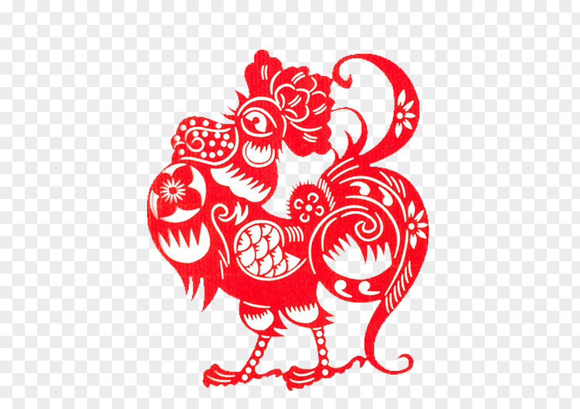 Zodiac Paper-cut Chinese New Year Rooster Papercutting Paper Cutting PNG