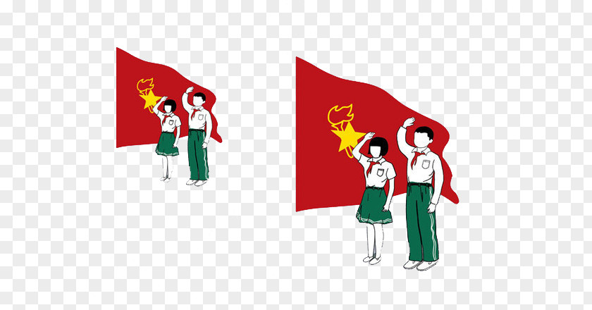 Flags And Young Pioneers Of China Salute PNG