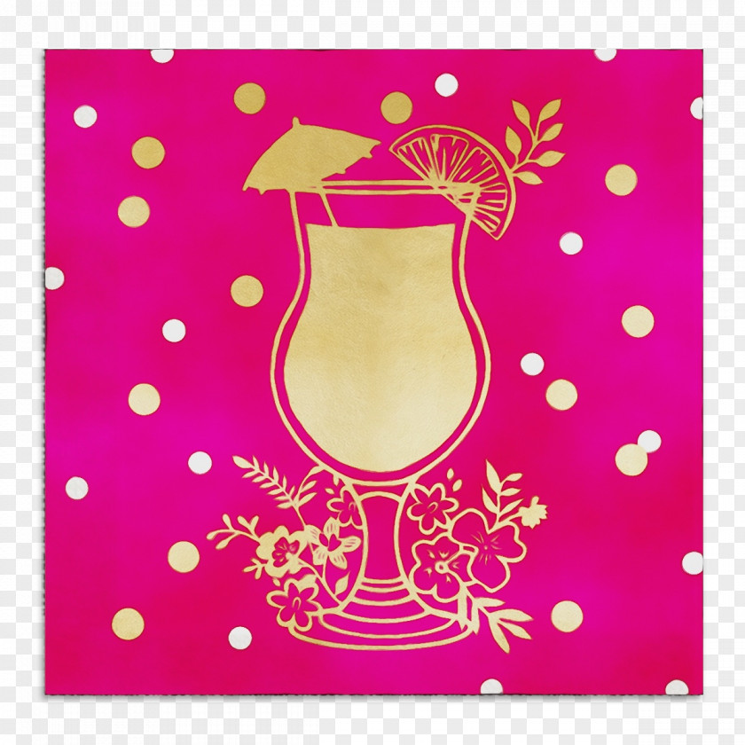 Polka Dot Milkshake Watercolor Greeting PNG