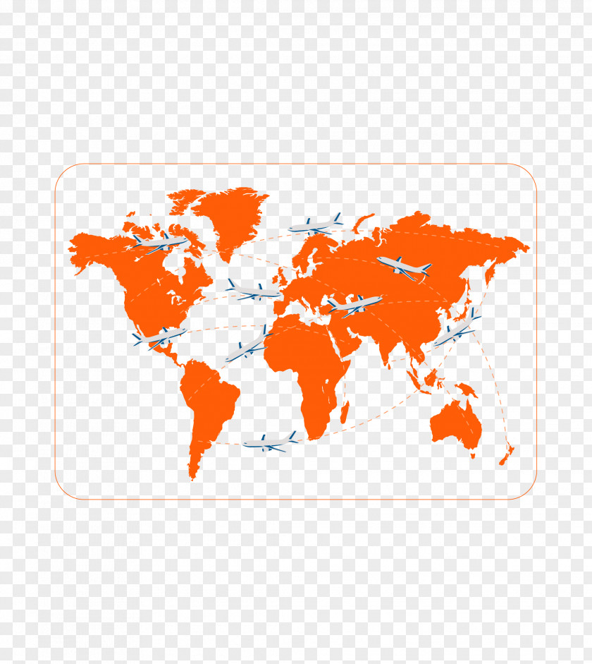 Orange Business Map Data Table Globe World Illustration PNG