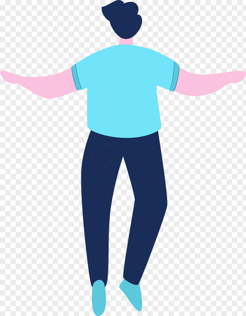 Standing Turquoise Arm Animation Gesture PNG
