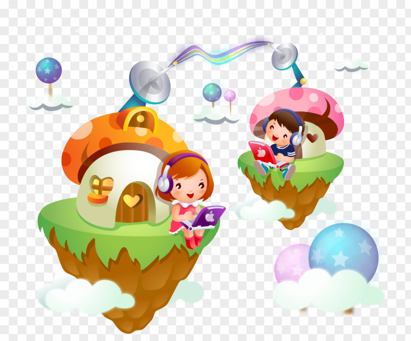 Children's Fantasy Island Vector Illustration Material Drawing PNG