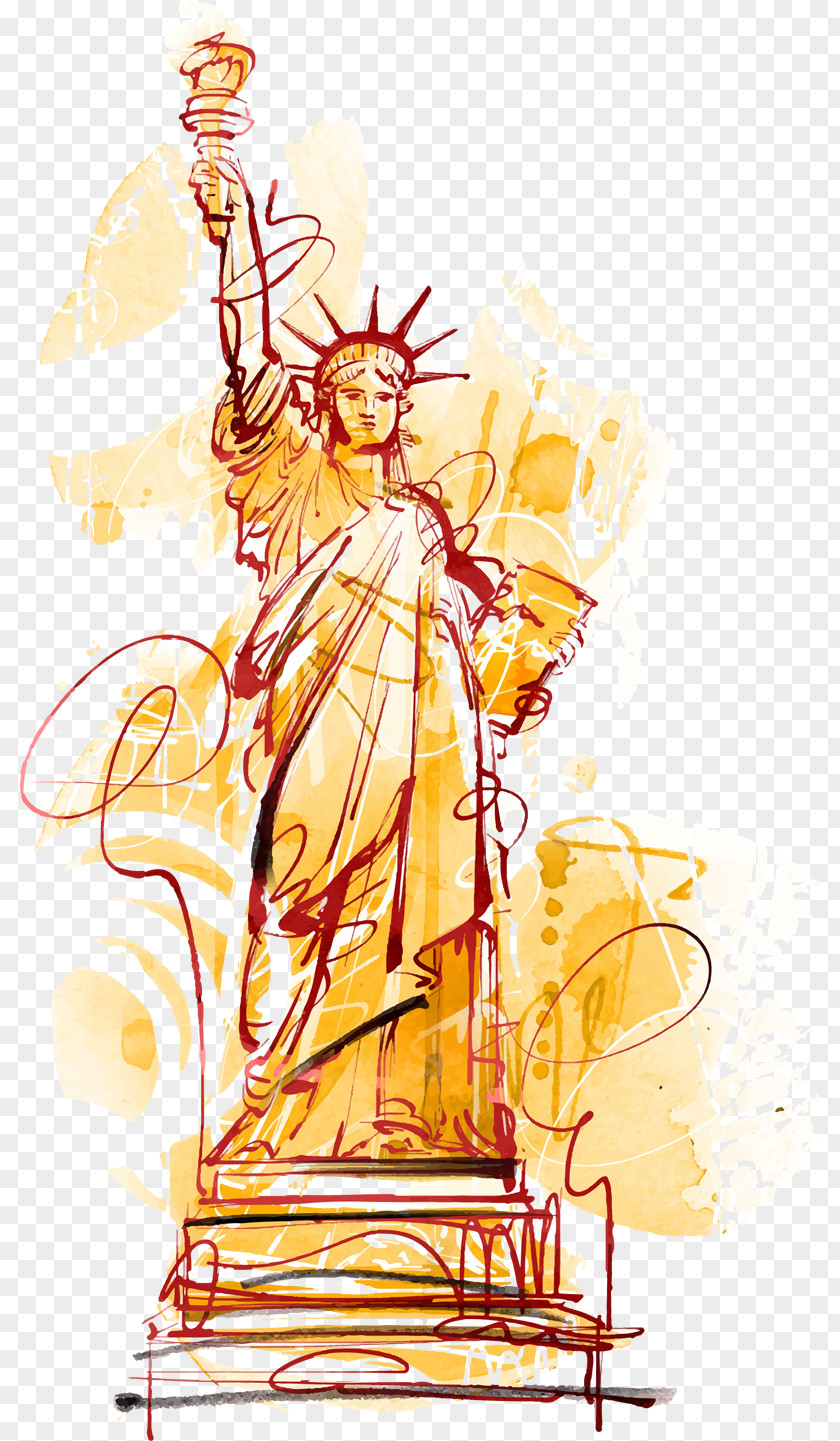 Statue Of Liberty Watercolor Painting PNG