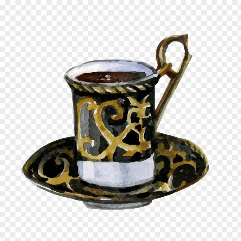 Antique Design Coffee Cup Cafe Vector Graphics PNG