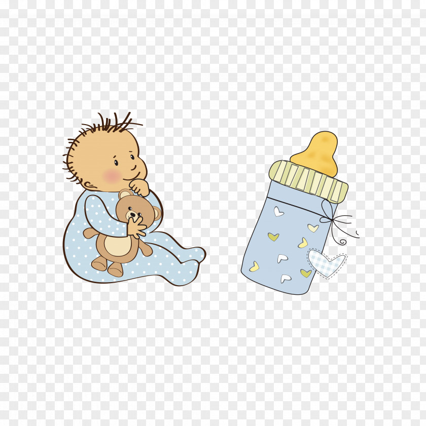 Cute Baby Bottle Infant Cartoon Illustration PNG