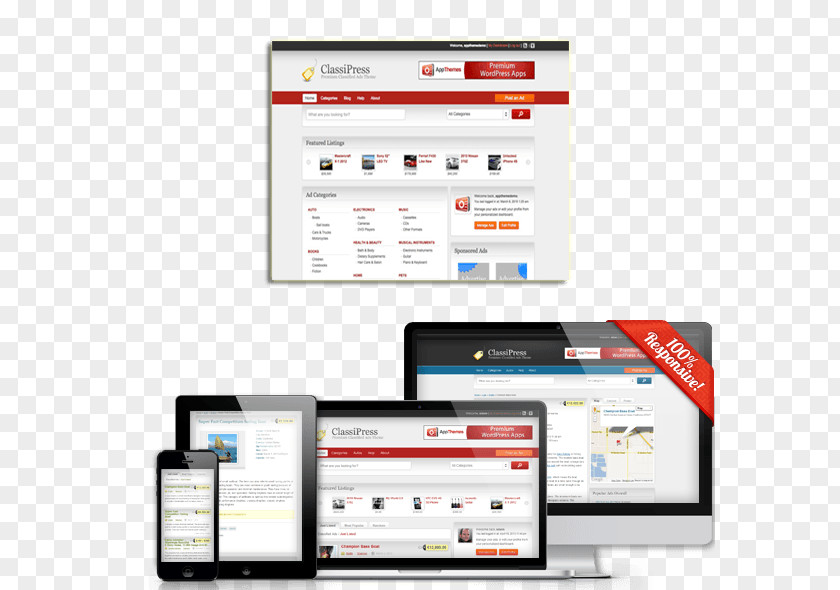 WordPress Web Page Responsive Design Classified Advertising PNG