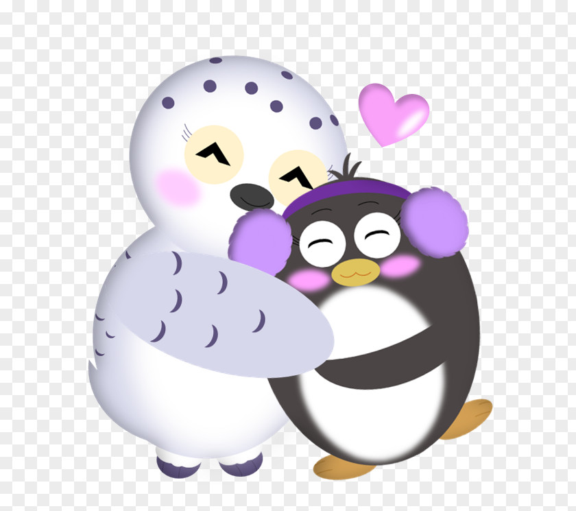 Cute Animals Cuddling Penguin Clip Art Purple PNG