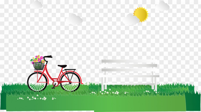 Bicycle Vector Green Grass Folding Illustration PNG