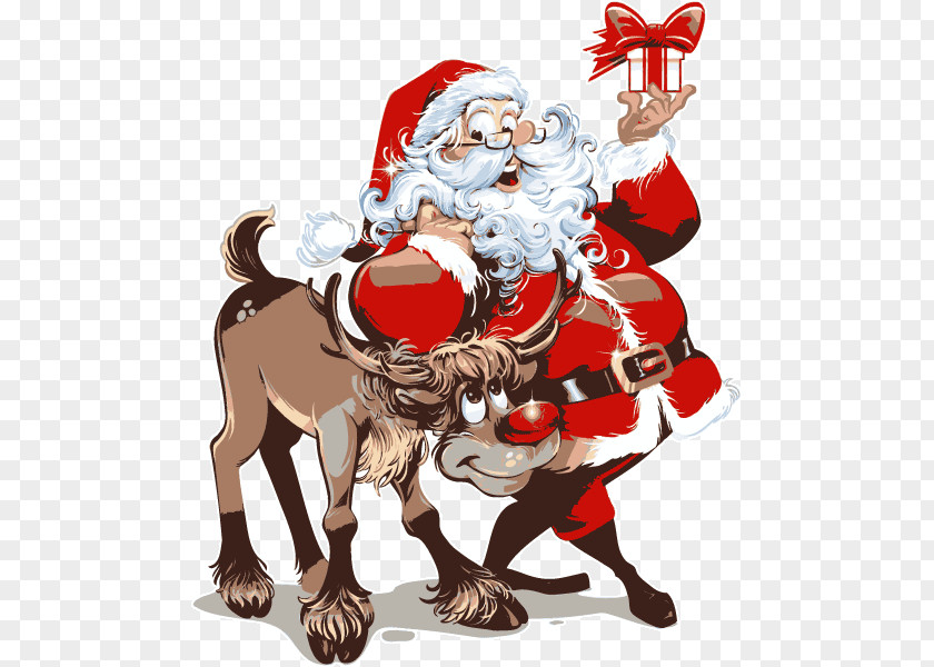 Santa Claus Rudolph Christmas Day Reindeer Decoration PNG