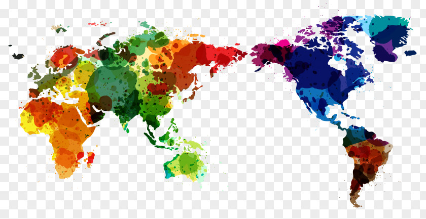 Globe World Map Watercolor Painting PNG