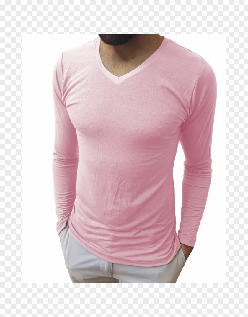 T-shirt Long-sleeved Shoulder Pink M PNG