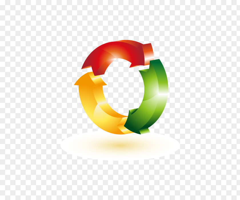 Vector Three-dimensional Arrow Circle Paper Copy Express Logo Recycling Symbol PNG