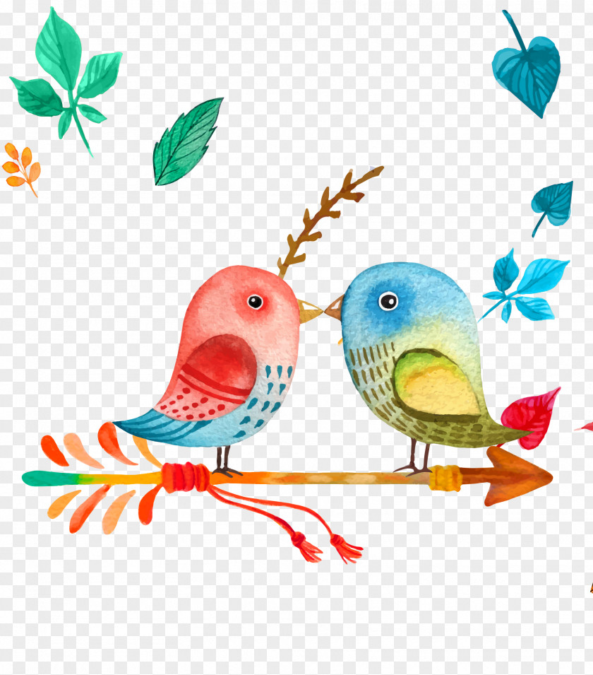 Cartoon Bird Watercolor Painting PNG