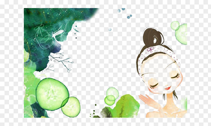 Cucumber Replenishment Beauty Picture Material Cartoon Make-up Cosmetology Facial PNG