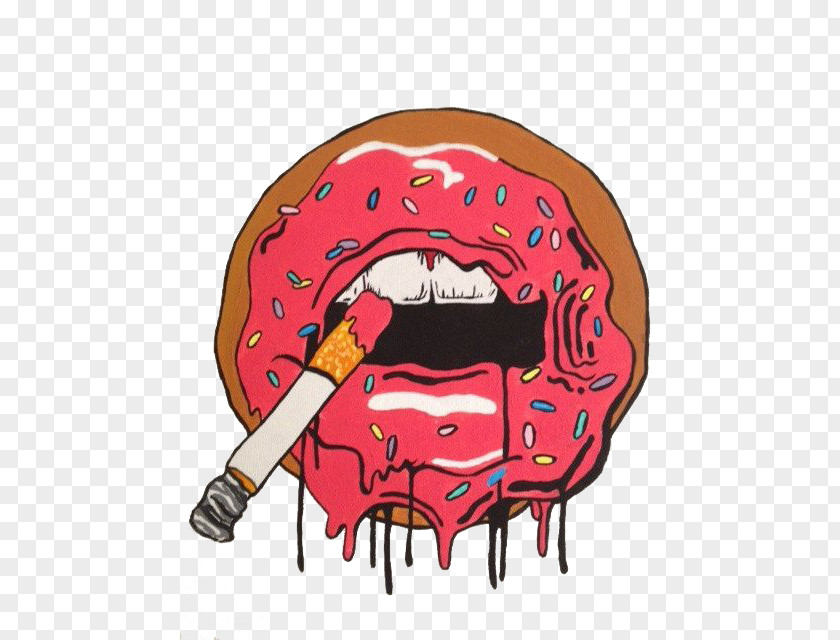 Donuts Lips Pop Art Drawing Psychedelic Illustration PNG