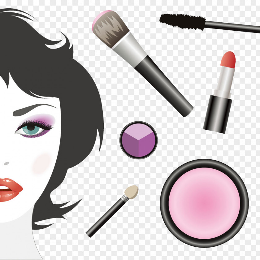 Hand-painted Makeup Cosmetics Face Make-up Artist Illustration PNG