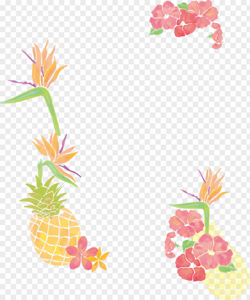 Small Fresh Watercolor Tree Pineapple Borders Clip Art PNG
