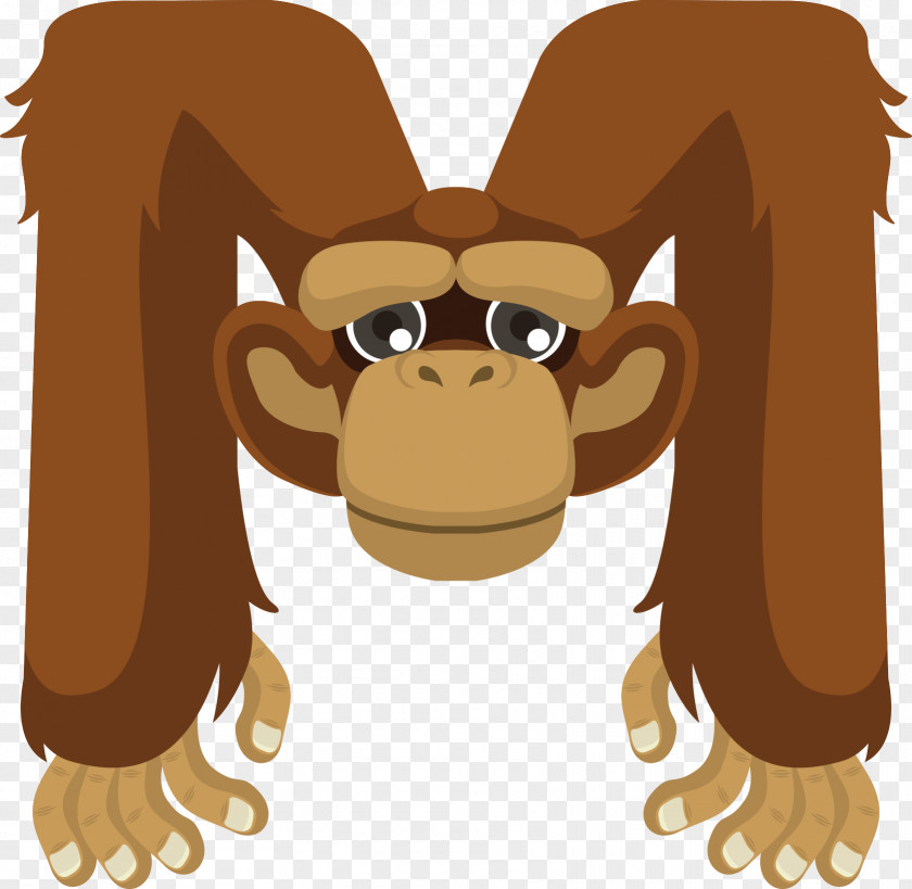 Vector Orangutan Letter Monkey Gorilla Ape PNG