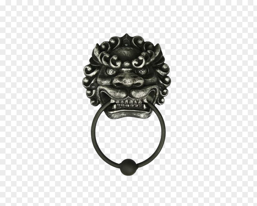Beast First Title Ring Chinese Guardian Lions Door Knocker Metal Brass PNG