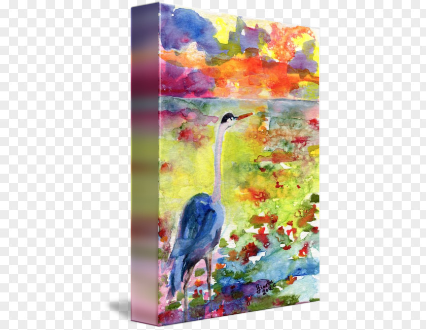 Watercolor Dream Painting Acrylic Paint Heron PNG
