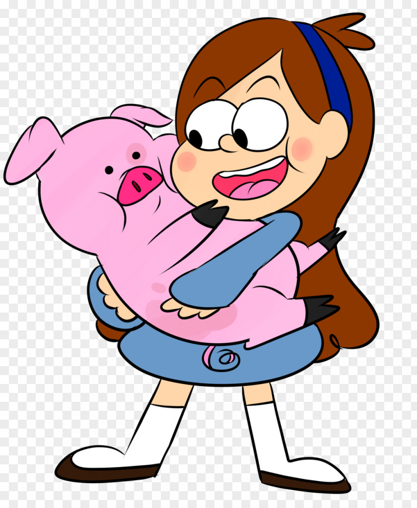 Cartoon Illustration A Girl And Her Pig Fan Art PNG and art, bow girl clipart PNG
